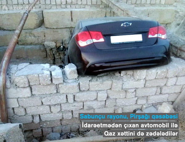 Bakıda avtomobil qəzasında qaz xətti zədələdi