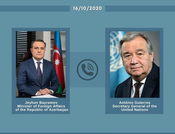 Джейхун Байрамов проинформировал генсека ООН об агрессии Армении