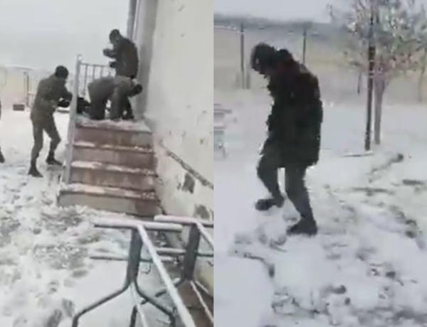 Tarix yazan hərbçilərimizin Şuşada qartopu əyləncəsi –