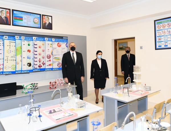Azerbaijani president views conditions created at reconstructed schools in Sabunchu, Surakhani