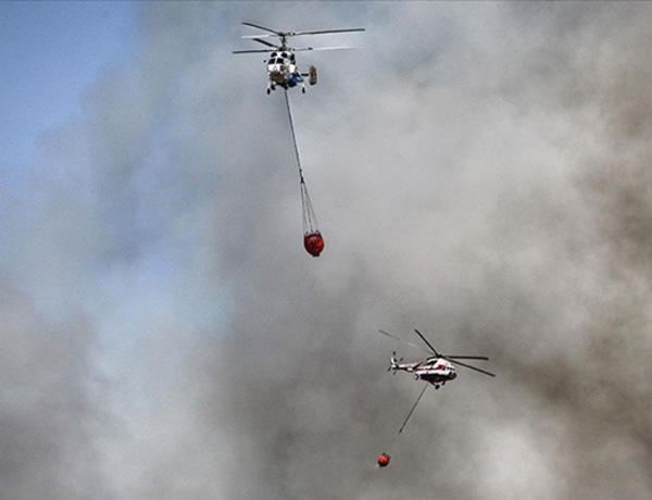Ağsuda dağlıq ərazidə baş verən yanğının söndürülməsinə helikopter cəlb olunub