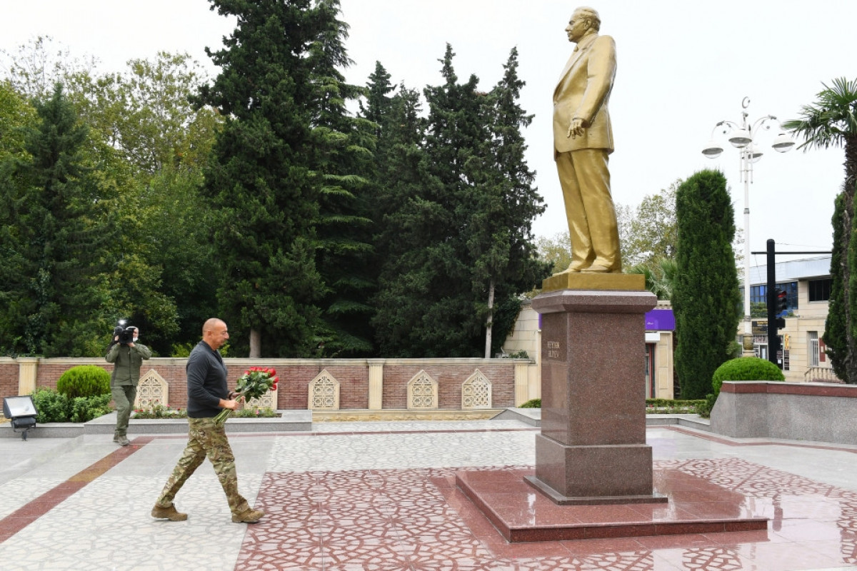 President Ilham Aliyev arrived in Tartar district for visit