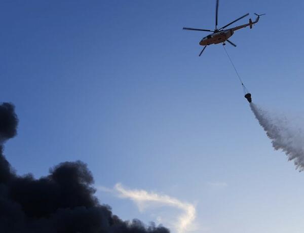 Sumqayıtda yanğının söndürülməsinə FHN-in Mühafizə Xidməti, mülki müdafiə qoşunları, helikopterlər cəlb edildi