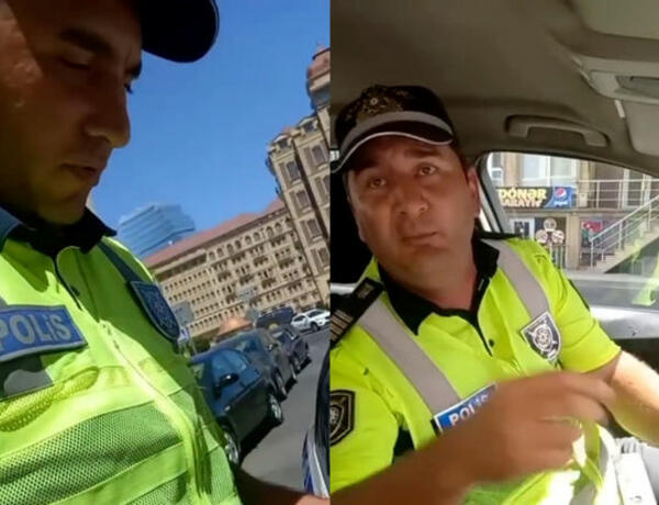 Bakıda yol polisi ilə “rüşvət söhbəti”: “Sən verdin, mən almadım…” –
