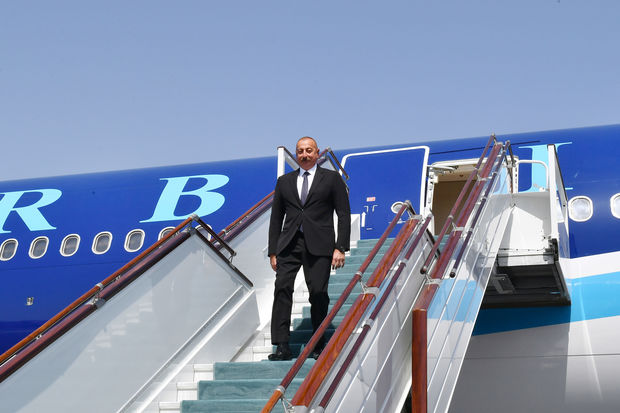 President of Azerbaijan Ilham Aliyev arrives in Uzbekistan