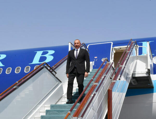President of Azerbaijan Ilham Aliyev arrives in Uzbekistan