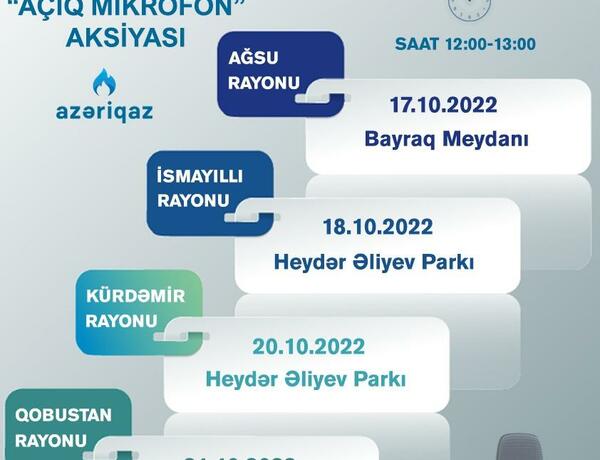 Gələn həftə daha 4 rayonda “Azəriqaz”ın “Açıq mikrofon” aksiyaları keçiriləcək
