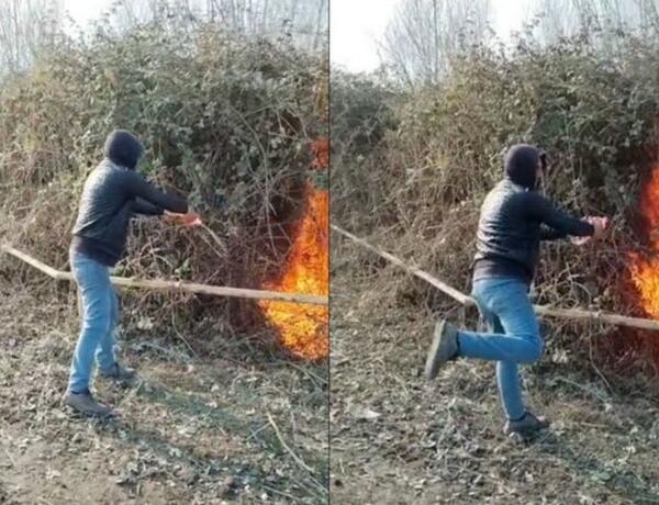 Zərdabda qaz xətti keçən ərazini yandıran şəxs saxlanıldı