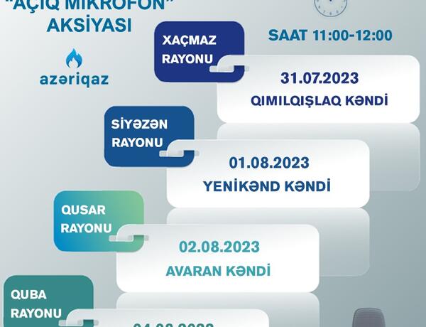“Azəriqaz”ın “Açıq mikrofon”u bu ünvanlarda qurulacaq –