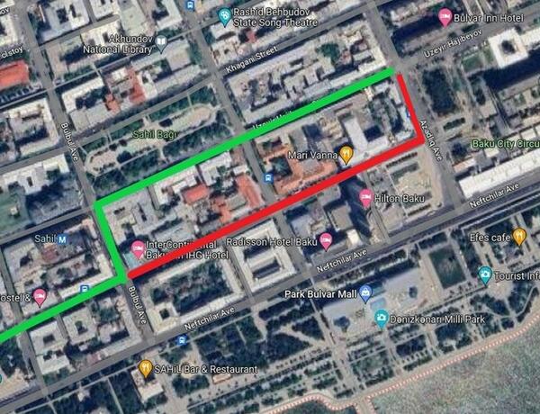 Завтра в Баку будет полностью перекрыт участок одной из центральных улиц