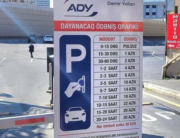 Bakı Dəmiryol Vağzalında avtomobillər üçün parkinq tarifləri müəyyənləşdi