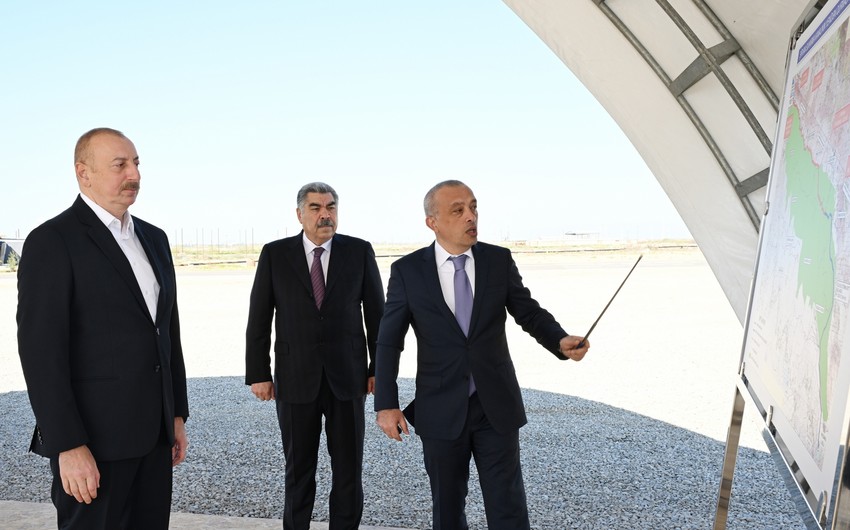 Prezident İlham Əliyev Şirvan suvarma kanalının təməlini qoydu