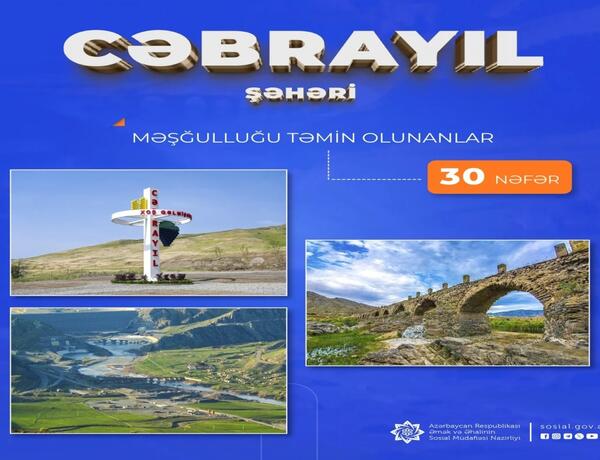 Cəbrayıl şəhərinə köçürülən sakinlərdən 30-dək şəxsin məşğulluğu təmin olunub
