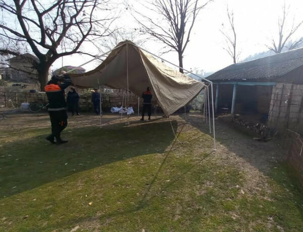 Lənkəranda evi yanan vətəndaşa çadır quruldu –