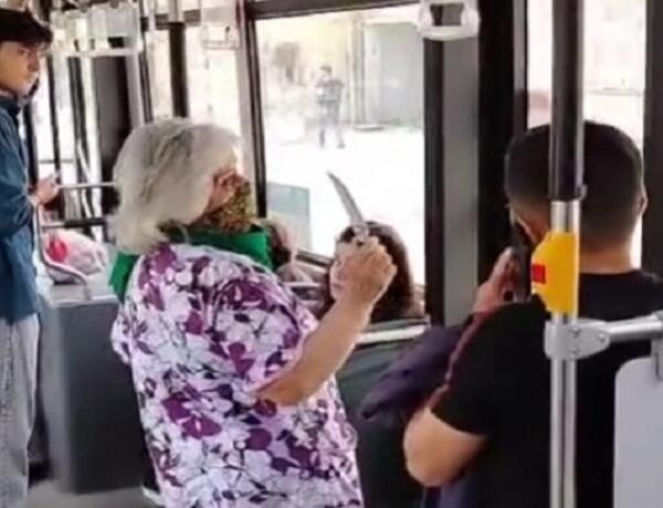 Bakıda əlibıçaqlı qadın avtobusda təşviş yaratdı –