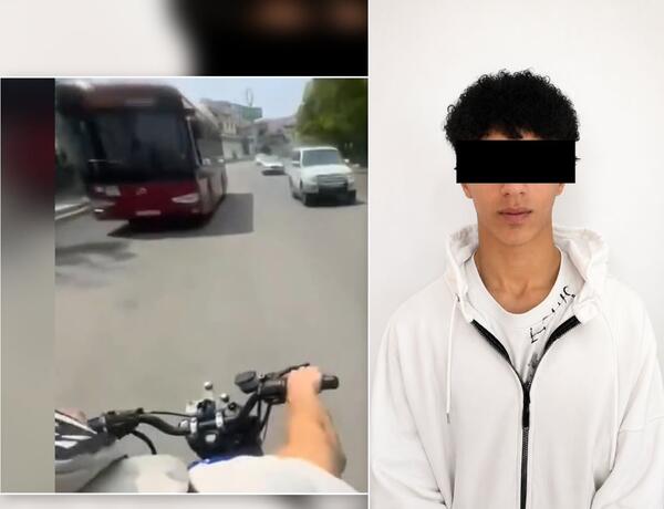 Təhlükəli motosiklet sürücüsünü polis saxladı