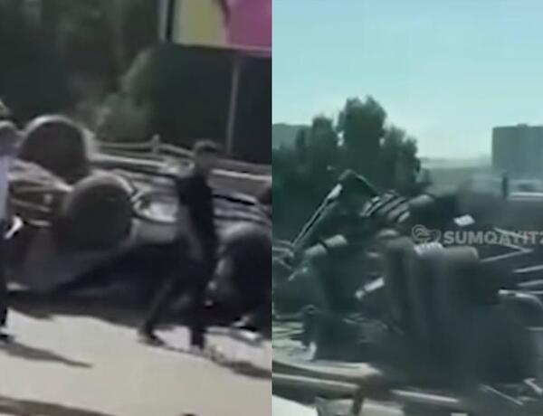 Bakı-Sumqayıt yolunda dəhşətli qəza – Avtomobillər aşdı –